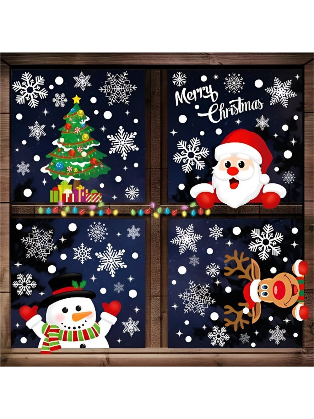 10 Sheets 315 pcs Double-Sided Removable Stickers Snowflake Reindeer Santa Claus
